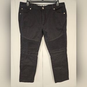 Noiz Men's Jeans Ribbed Reinforced Knee. Black Moto 40x34 Premium Denim Baggy